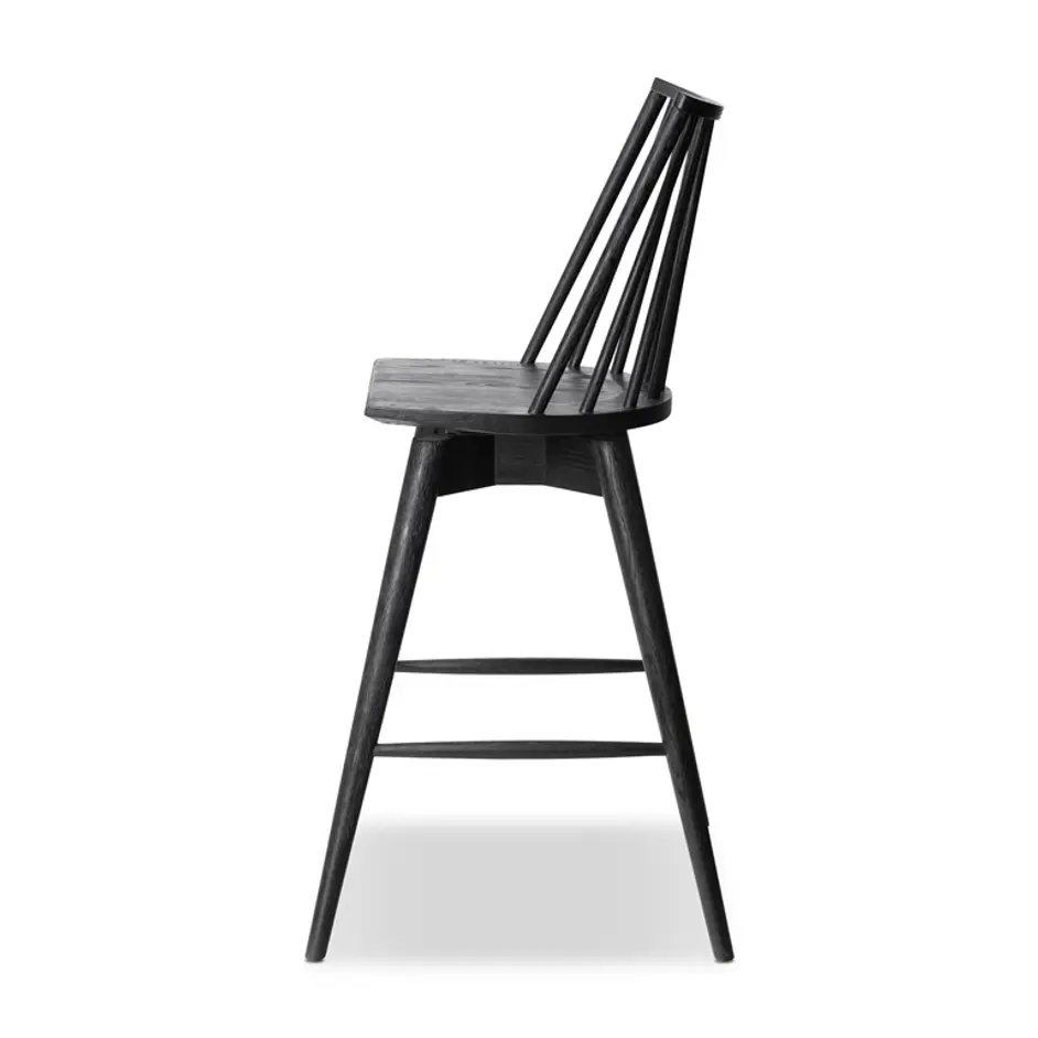 Lewis Swivel Bar Stool in Black Oak by FOUR HANDS
