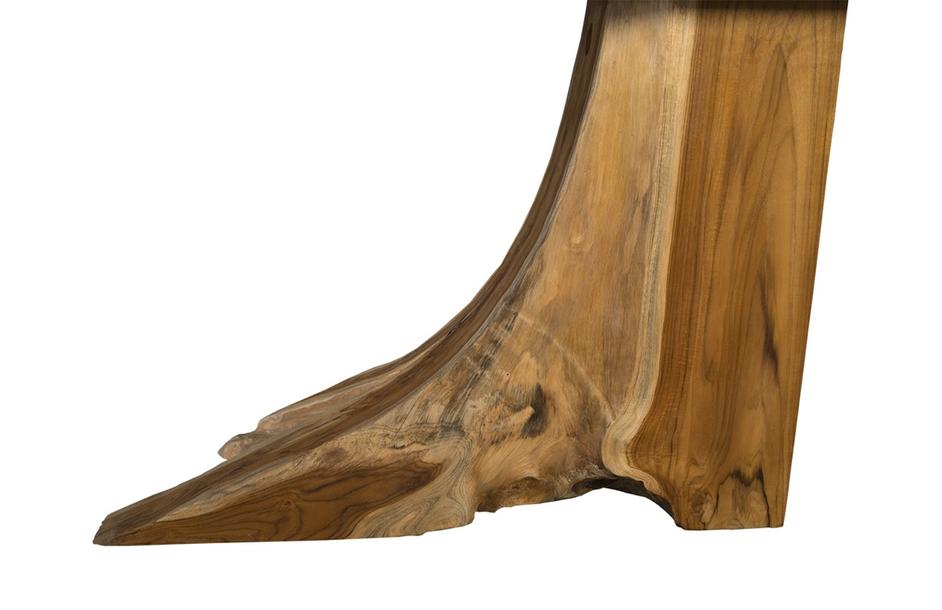 Teak Wood Console Table, Iron Sheet Top by PHILLIPS COLLECTION