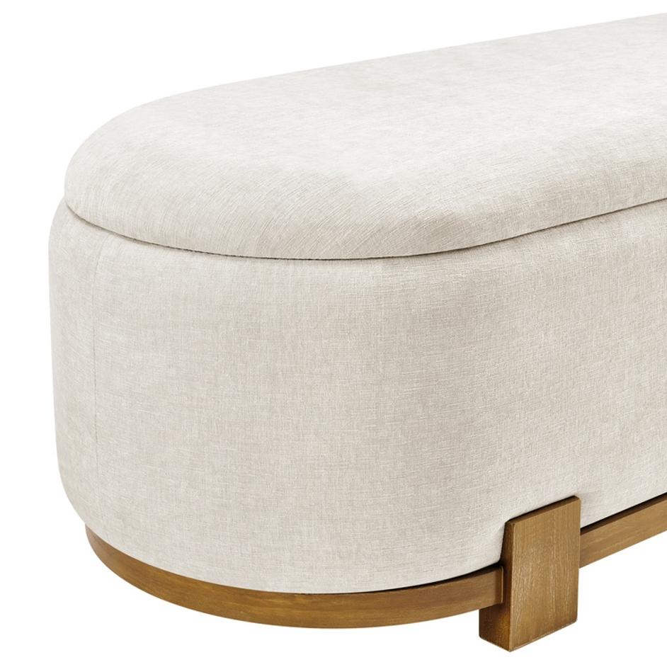 Ayleen Chenille Storage Bench, Seneca Beige  by New Pacific Direct