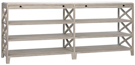 Sutton Mahogany and Veneer Console in White Wash with Brass Pulls by Noir Furniture