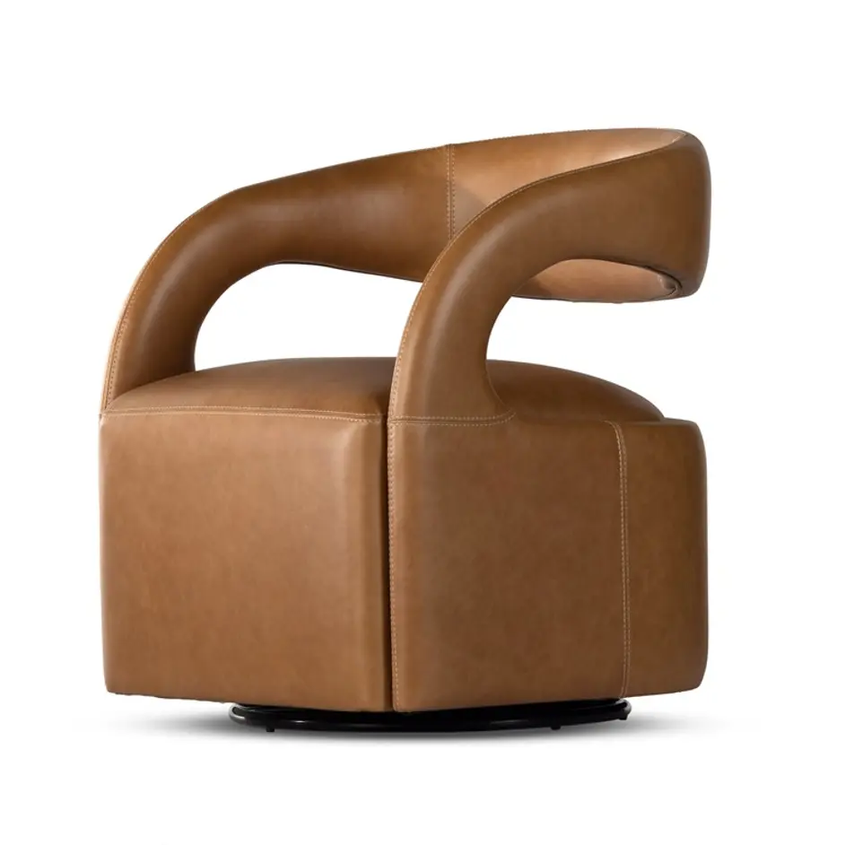 Hawkins Swivel Chair In Sonoma Butterscotch by FOUR HANDS