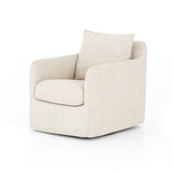Banks Swivel Chair In Cambric Ivory by FOUR HANDS