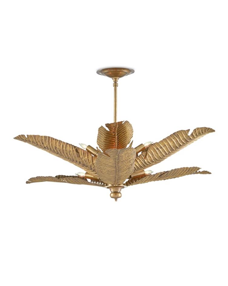 Tropical Semi-Flush In Vintage Brass by Currey & Company