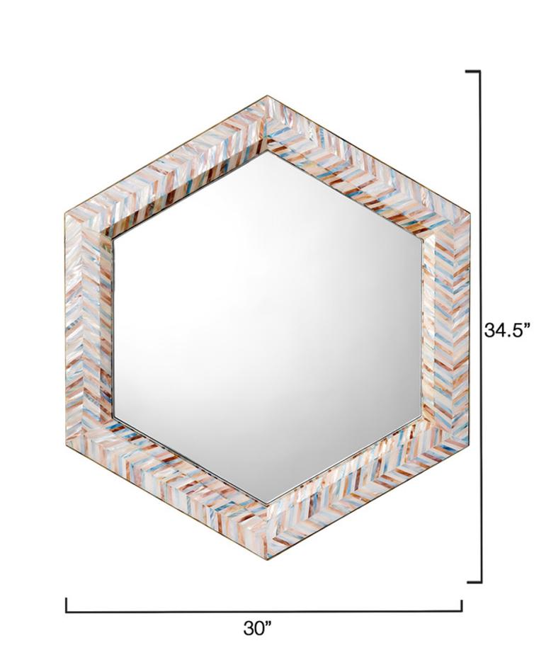 Academy Mother of Pearl Hexagon Wall Mirror by Jamie Young