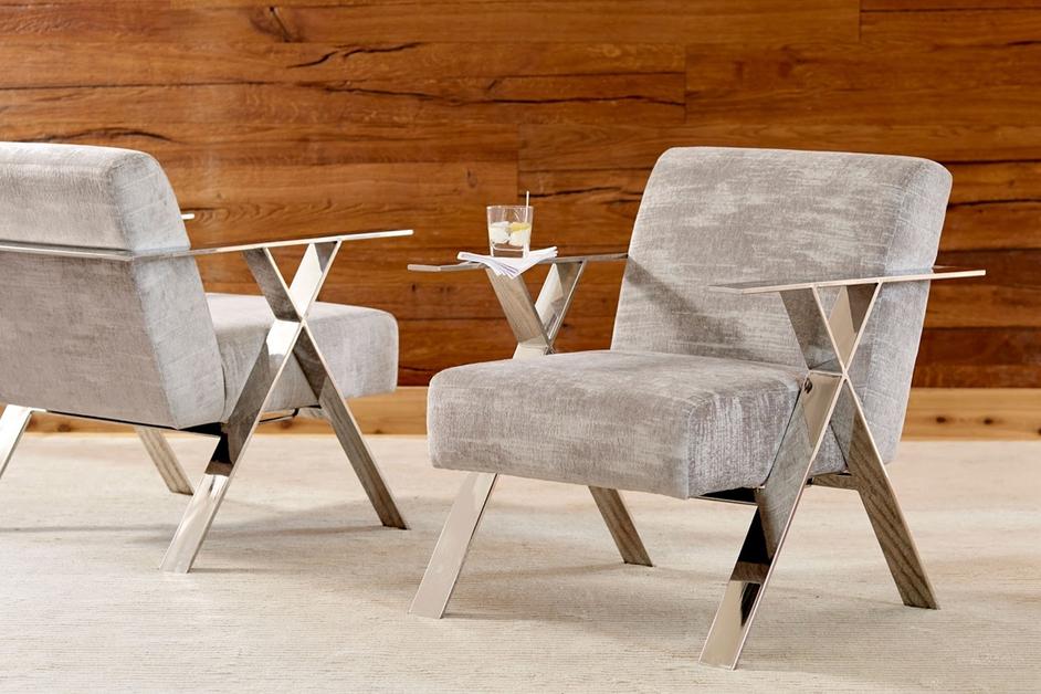 Allure Club Chair, Diva Grey , Stainless Steel Frame by PHILLIPS COLLECTION