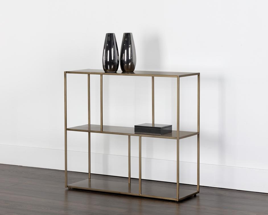 Eiffel Low Bookcase - Medium - Antique Brass by Sunpan