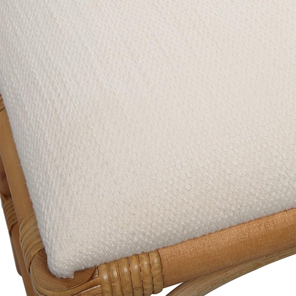 Laguna White Fabric Rattan Bench by Uttermost