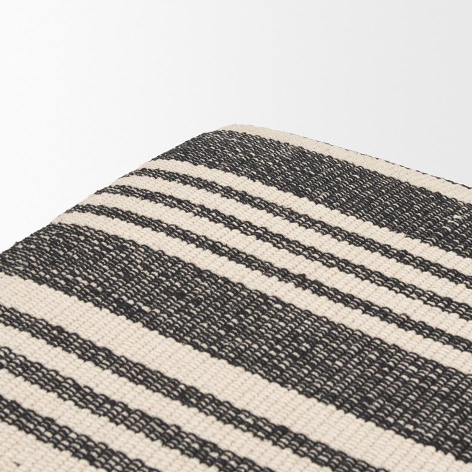 Shae Black Wood w/ Black and Cream Upholstered Bench by Mercana