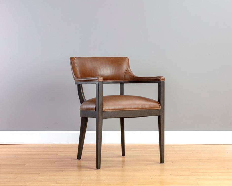 BRYLEA DINING ARMCHAIR - BROWN - SHALIMAR TOBACCO LEATHER by Sunpan