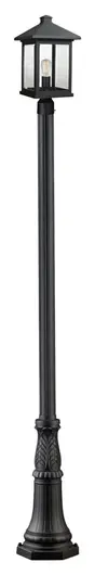 Portland 1 Light Outdoor Post Light in Black Finish by Z-Lite