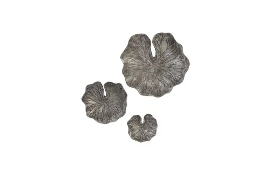 Lotus Leaf Wall Tiles, Set of 3, Black/Silver, Aluminum by PHILLIPS COLLECTION