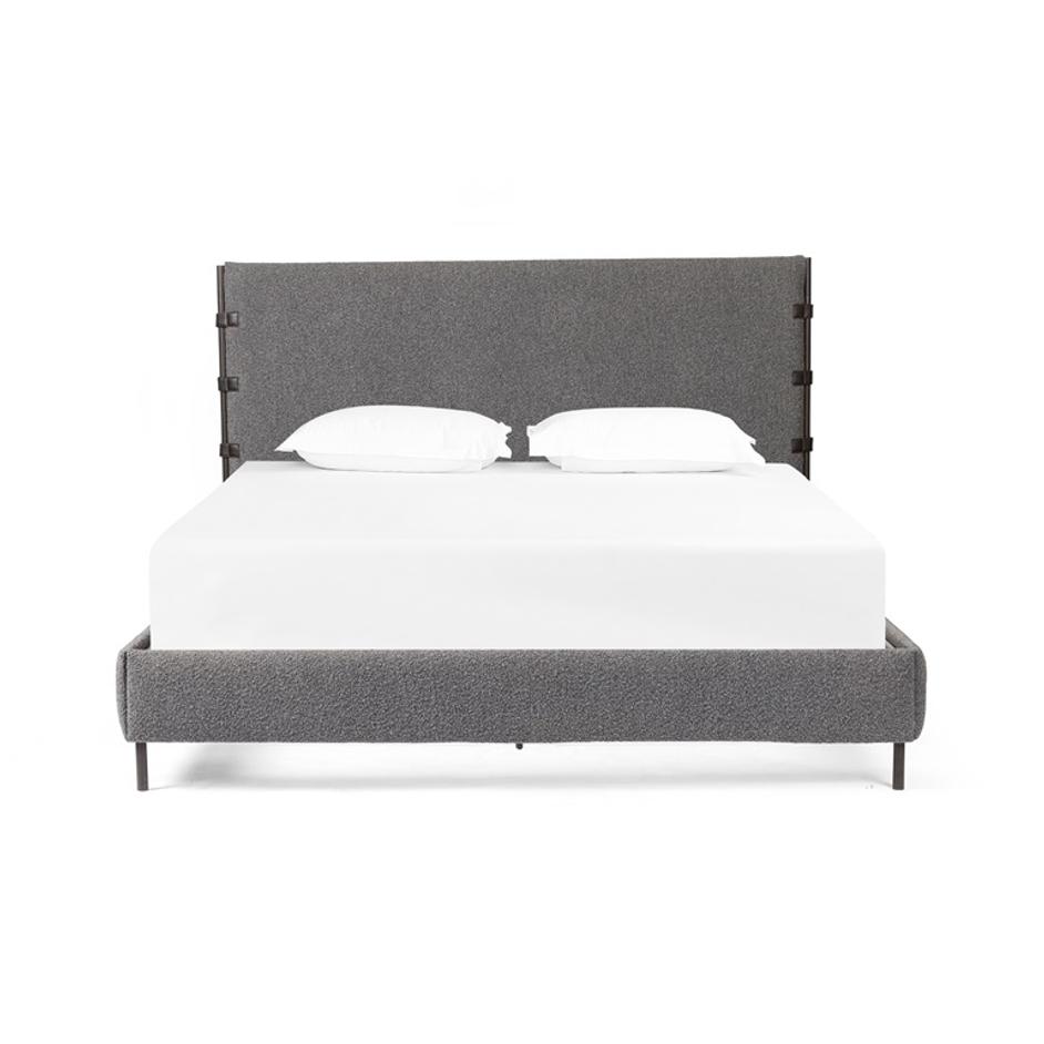 Anderson Bed In Knoll Charcoal In King by FOUR HANDS