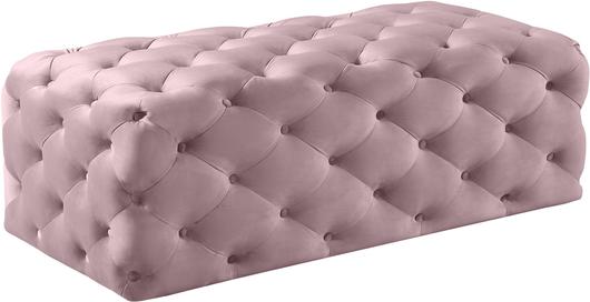 Debbie Ottoman/Bench In Pink Velvet by Meridian Furniture