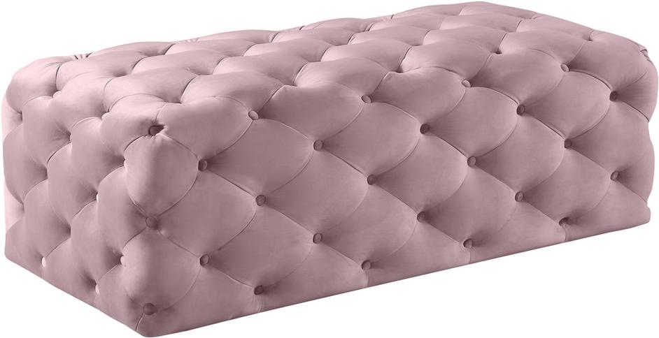 Debbie Ottoman/Bench In Pink Velvet by Meridian Furniture