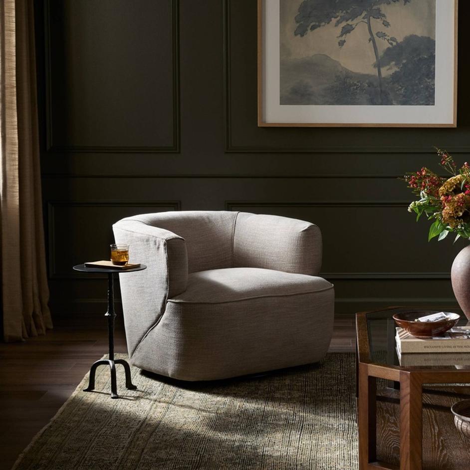Mila Swivel Chair In Laken Stone by Four Hands