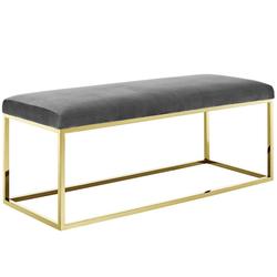Russell Fabric Bench In Gold Gray by Modway Furniture