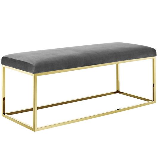 Russell Fabric Bench In Gold Gray by Modway Furniture