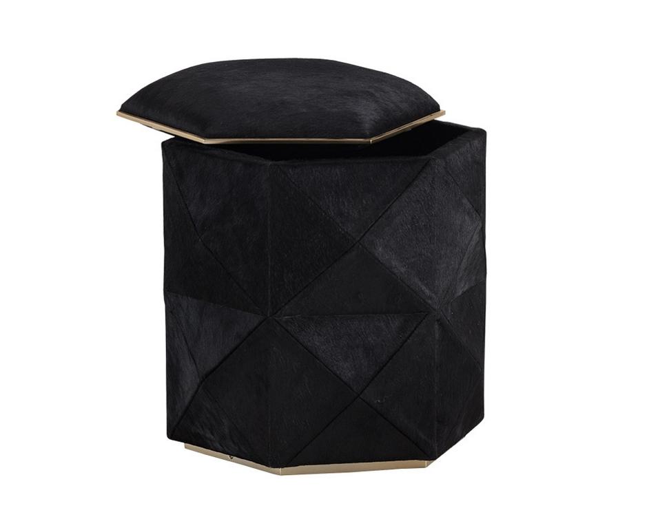 Ashanti Storage Ottoman - Gold - Black by Sunpan