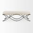 Ayla 55L x 17.6W x 18H Cream Fabric Seat W/ Antique Nickel Frame Bench by Mercana