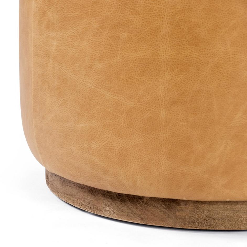 Sinclair Round Ottoman In Butterscotch by FOUR HANDS