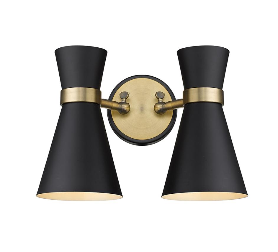 Soriano 2 Light Wall Sconce in Matte Black + Heritage Brass Finish by Z-Lite