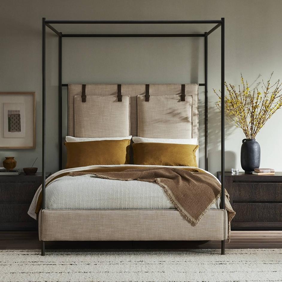 Leigh Canopy Queen Bed - Palm Ecru by Four Hands
