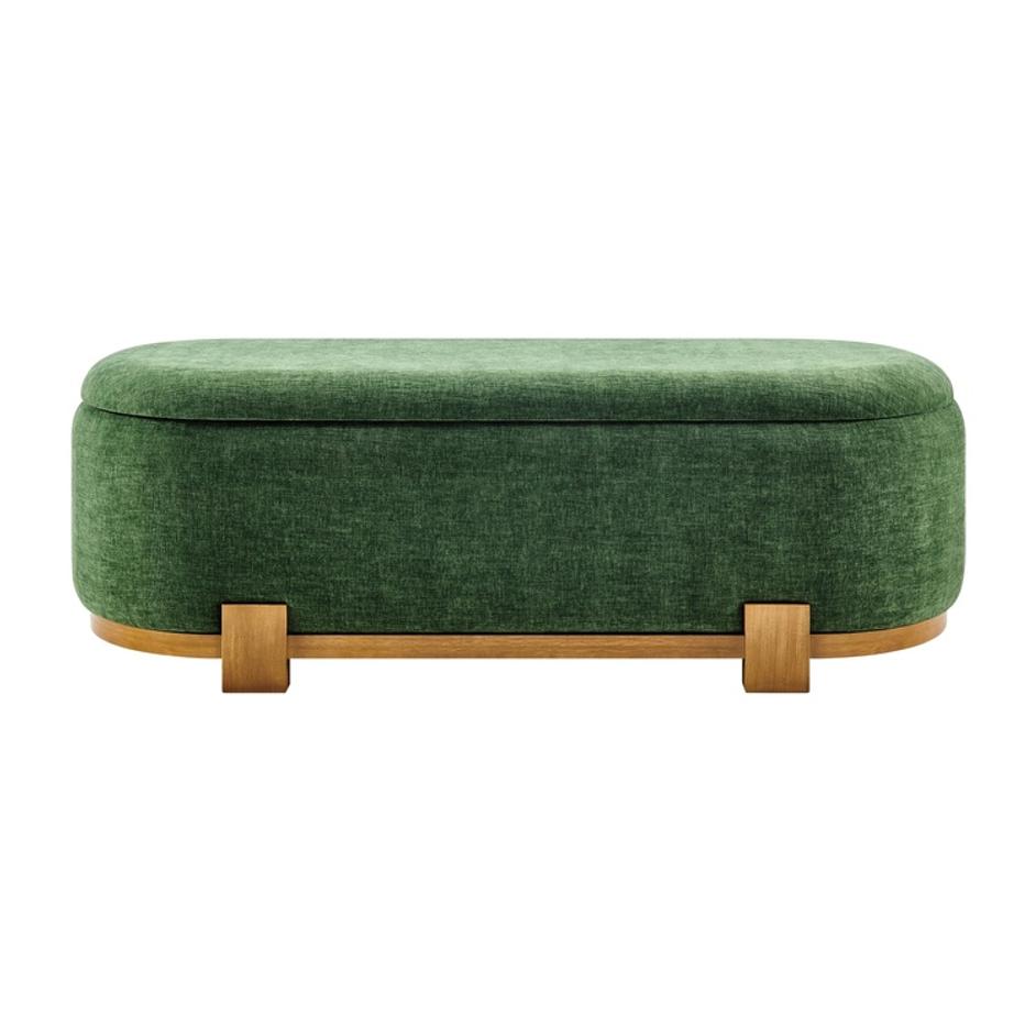 Ayleen Chenille Storage Bench, Seneca Green  by New Pacific Direct