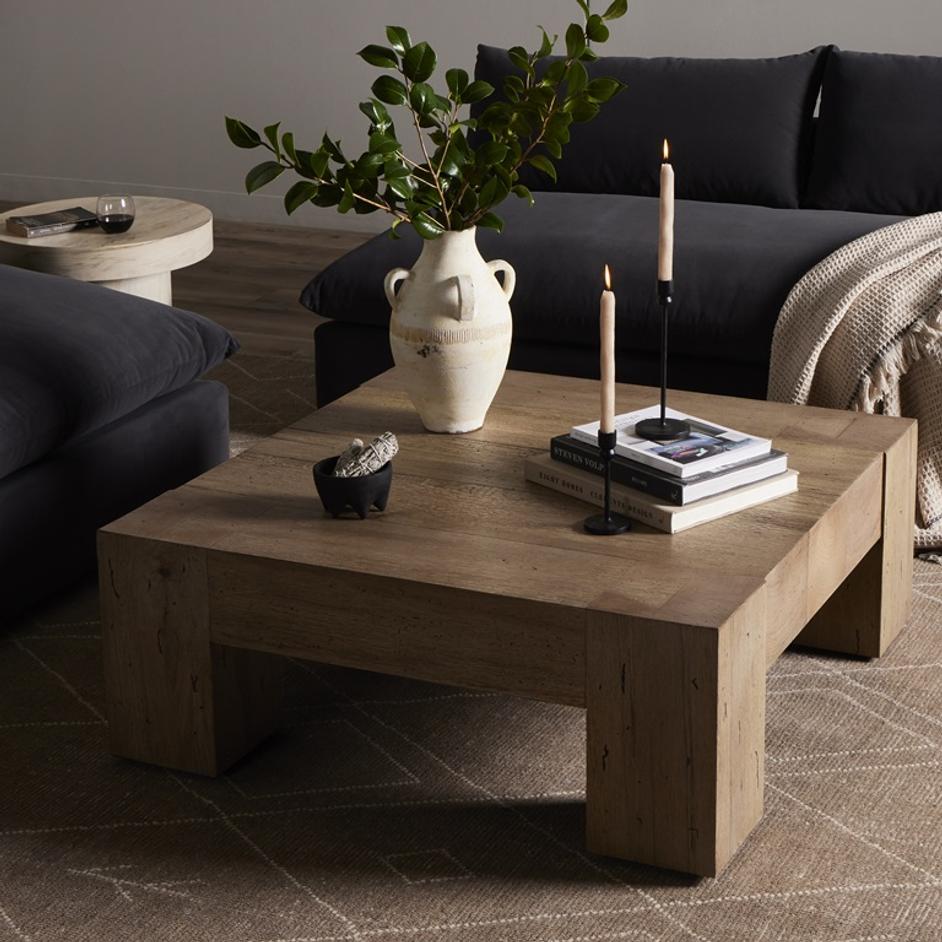 Abaso Sml Sqr Cff Table In Rstic Wormwood by FOUR HANDS