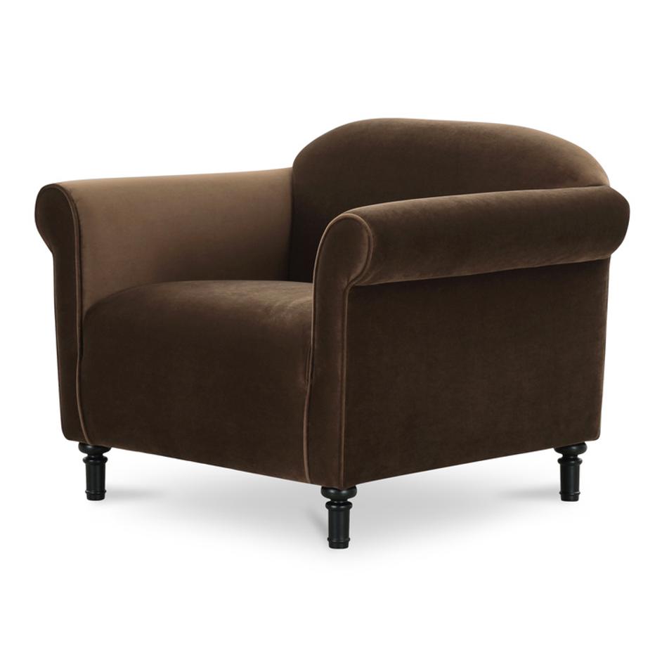 Harmony Accent Chair Dark Brown Faux Mohair by Moes Home