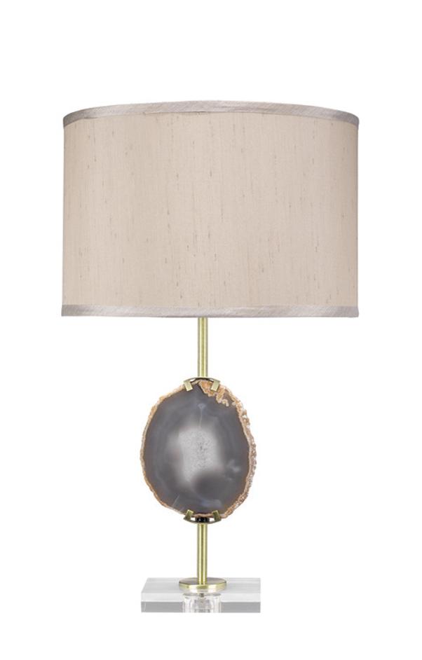 Agate Slice Table Lamp with Linen Shade by Jamie Young