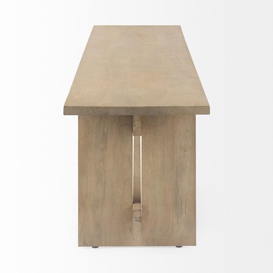 Aida 18H Light Brown Wood Dining Bench by Mercana