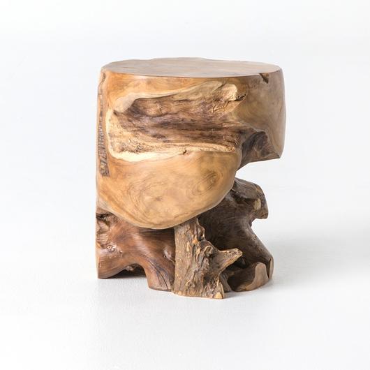 Teak Stool In Aged Natural Teak by FOUR HANDS
