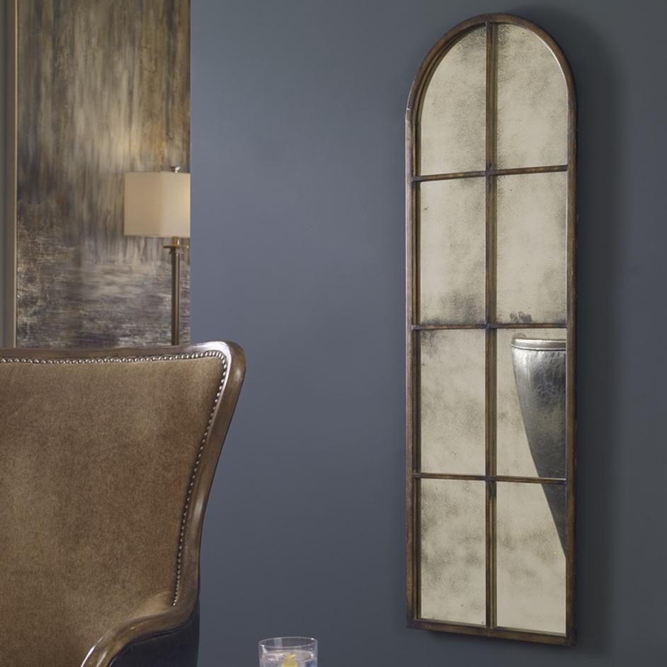 Amiel Arched Brown Mirror by Uttermost