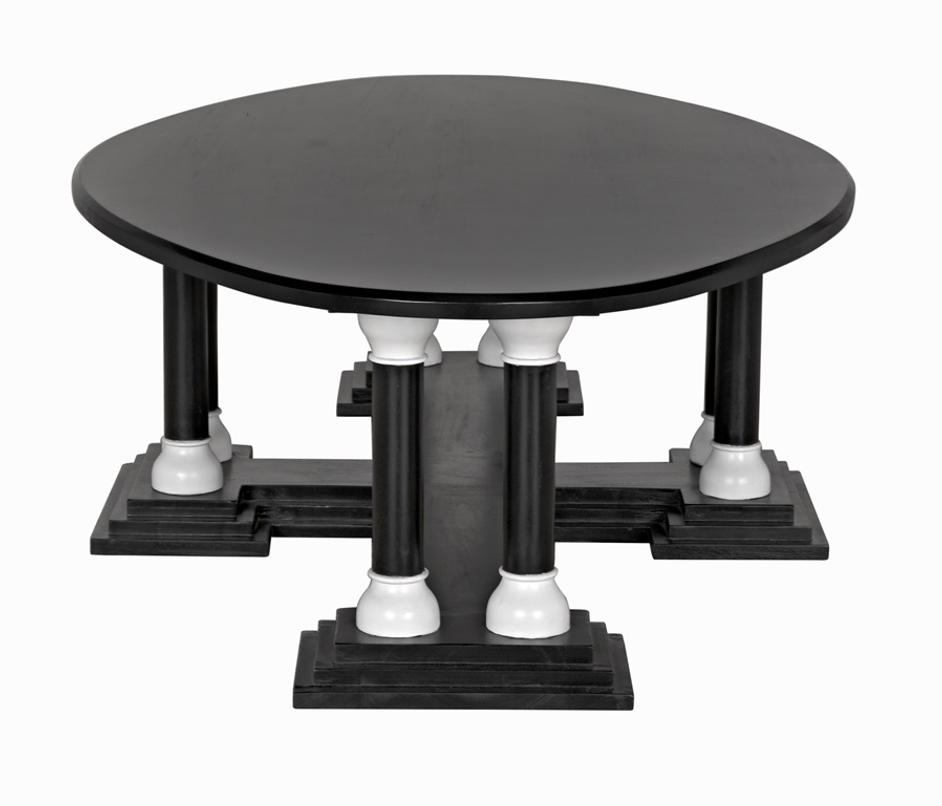Desoto Coffee Table, Hand Rubbed Black and Solid White by Noir Furniture