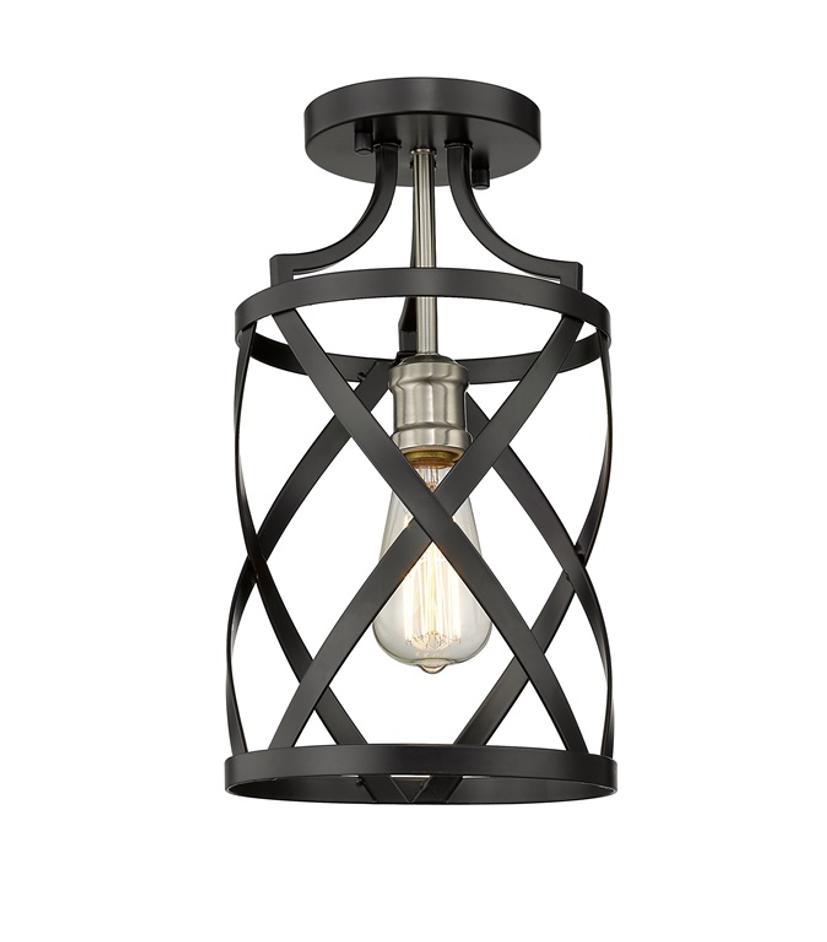 Malcalester 1 Light Flush Mount in Matte Black + Brushed Nickel Finish by Z-Lite