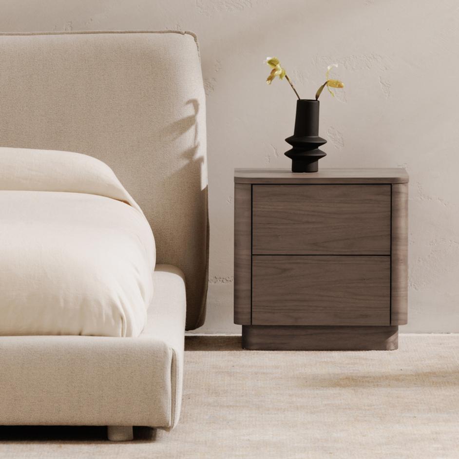 Round Off Tall Nightstand Walnut Brown by Moes Home