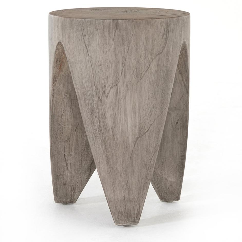 Petros Outdoor End Table In Weathered Grey by FOUR HANDS