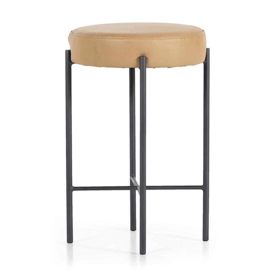 Nocona Stool In Tan Leather In Counter by FOUR HANDS