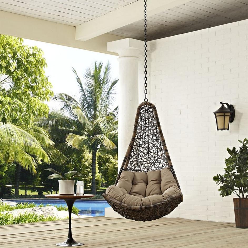 Subdue Outdoor Patio Swing Chair Without Stand In Black Mocha by Modway Furniture