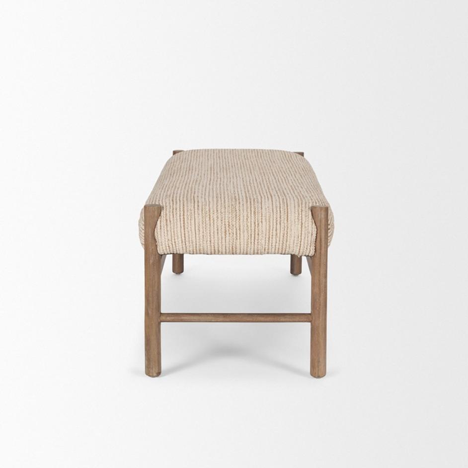 Tadi Rectangular Dark Brown Wood w/ Rug Seat Bench by Mercana