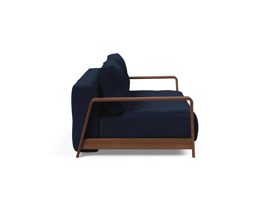 RAN D.E.L. SOFA BED in MIXED DANCE BLUE FABRIC WITH Dark wood LEGS 528 by INNOVATION USA
