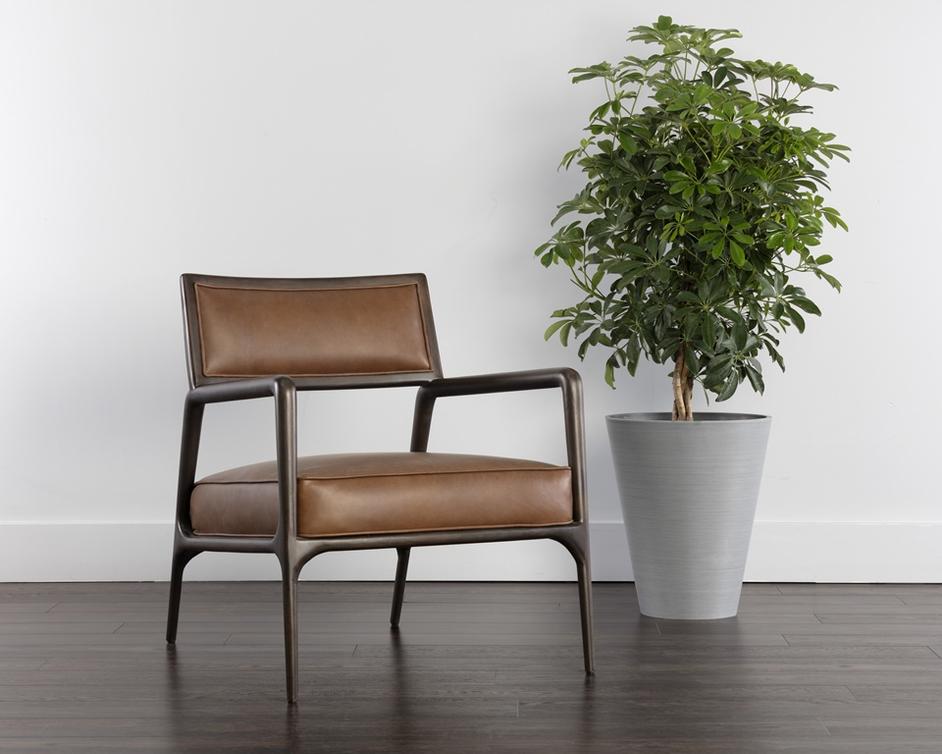 Damien Lounge Chair - Vintage Caramel Leather by Sunpan