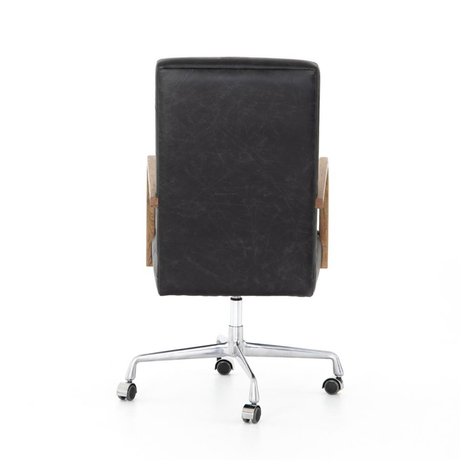 Bryson Traditional Channeled Desk Chair In Smoke by FOUR HANDS