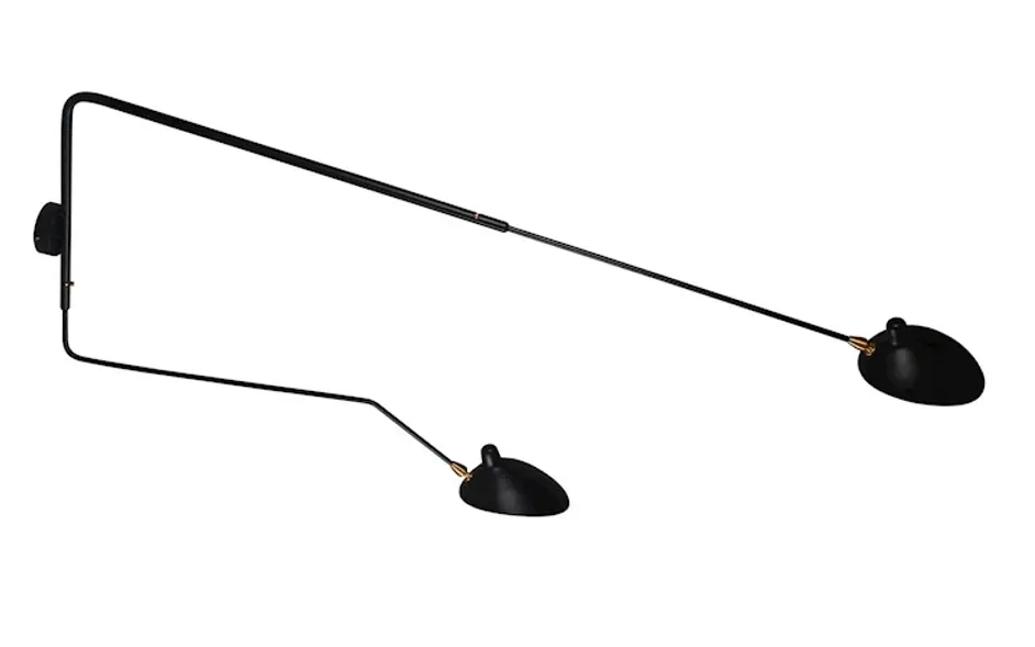 Astrom Two Armed Wall Lamp in Black w/ Brass Accent by GALLA HOME