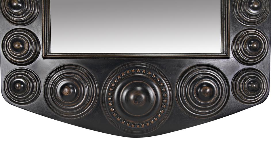 Nanna Mirror, Hand Rubbed Black with Light Brown Trim by Noir Furniture