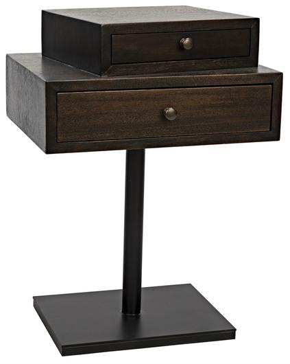 Enola Side Table, Ebony Walnut with Steel Base by Noir Furniture