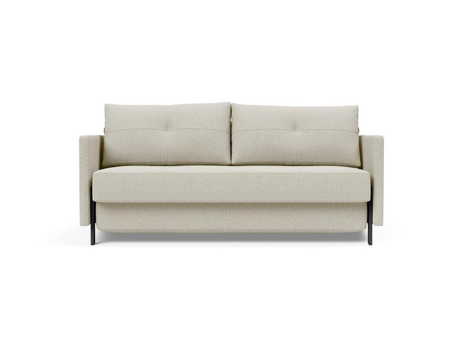 CUBED QUEEN SOFA BED in MIXED DANCE NATURAL FABRIC WITH Black Steel LEGS 527 by INNOVATION USA