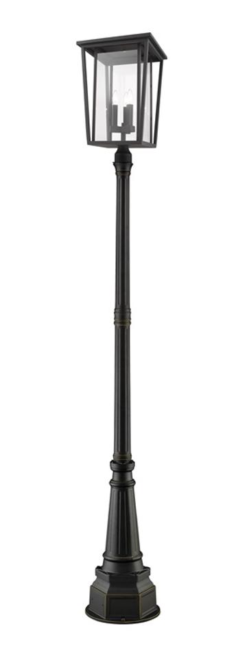 Seoul 3 Light Outdoor Post Mounted Fixture in Oil Rubbed Bronze Finish by Z-Lite
