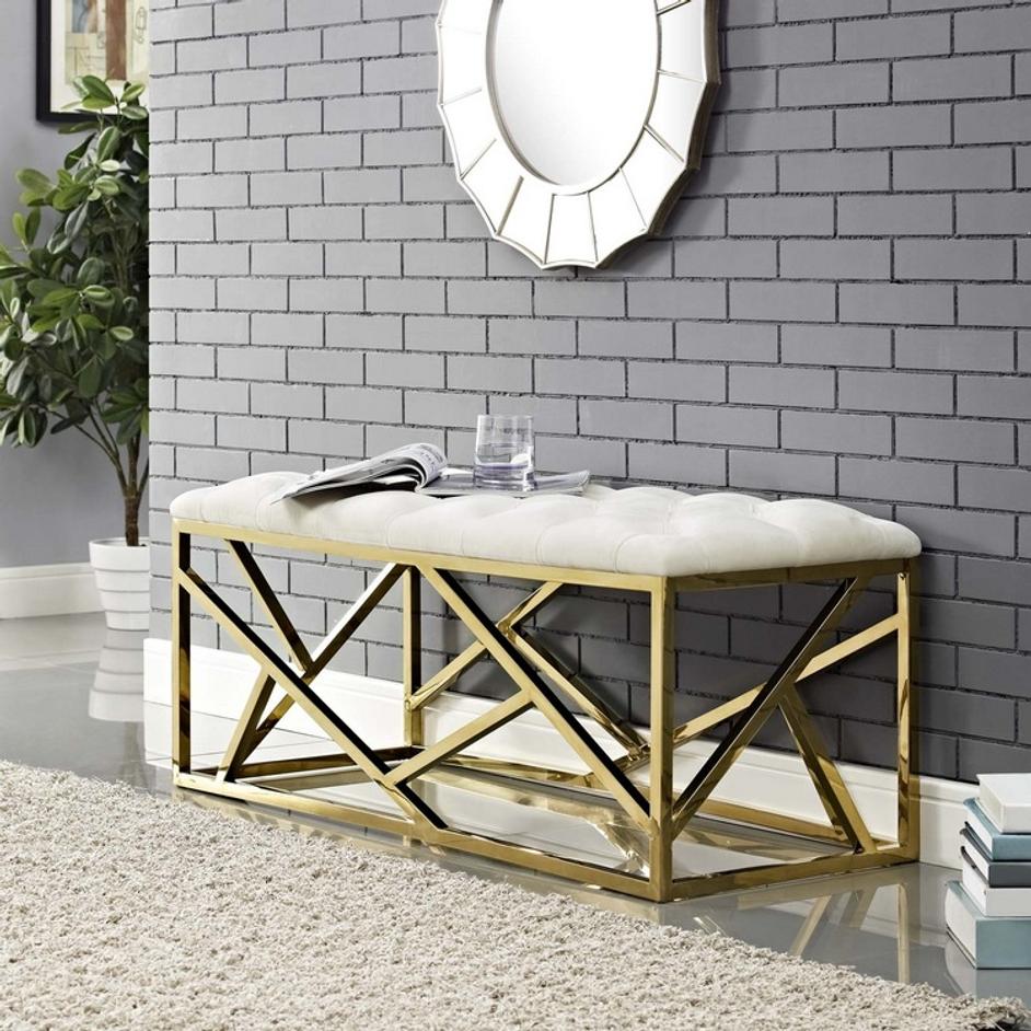 Santoli Bench In Gold Ivory by Modway Furniture