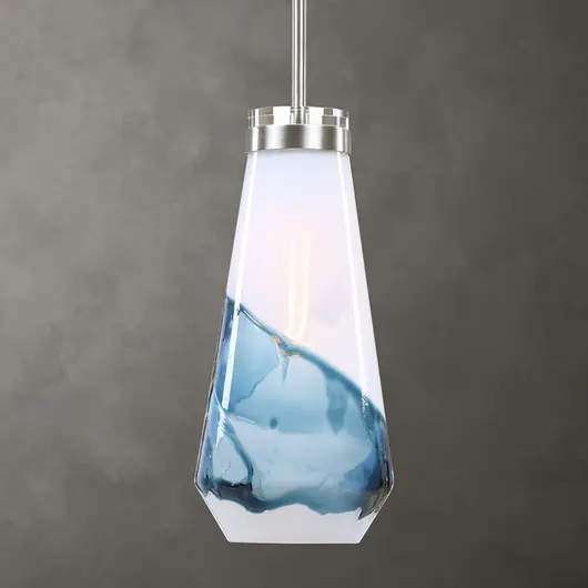 Windswept Blue & White 1 Light Mini Pendant by Uttermost